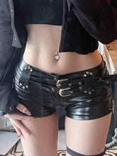 Dunkle Hip Hop PU Leder Hollow Shorts